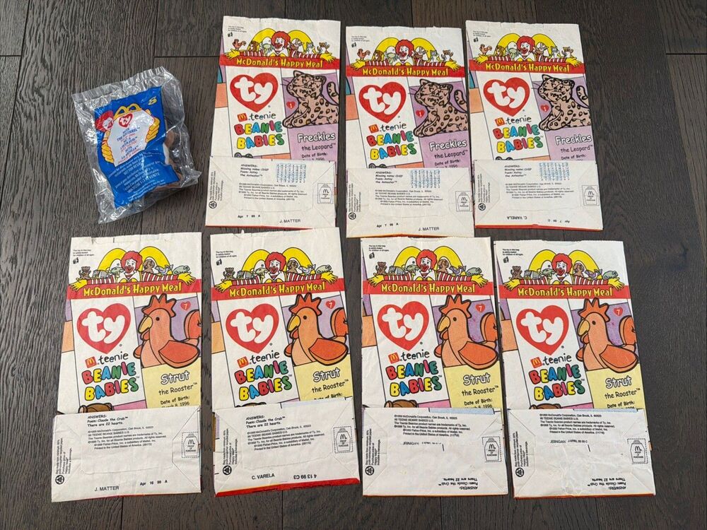 1999 McDonald's Happy Meal Paper Bags Teenie Beanie Babies Promo Nuts Squirrel